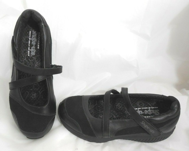 SKECHERS SHAPE-UPS MARY JANE CRISS CROSS STRAP TONING SHOES BLACK WOMEN SIZE 7.5 | eBay