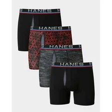Hanes Boxer Brief 4-Pack Sport Men X-Temp Total Support Comfort Flex Small 28-30