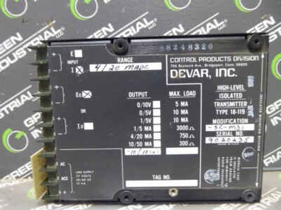 USED Devar Inc. 18-119-SC-M31 High-Level Isolated Transmitter 4-20 mADC