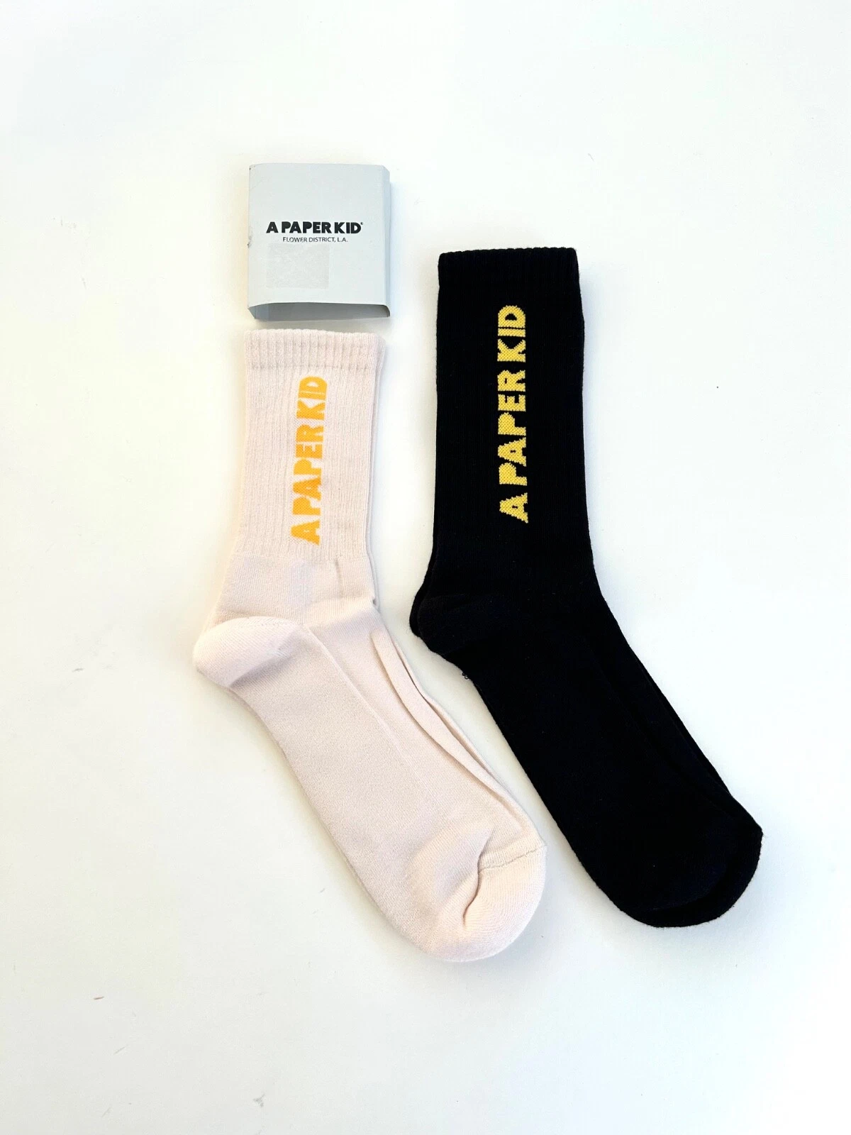 A Paper Kid Socks Crew Logo Cotton LA Sports Ribbed Stretch Designer New Casual