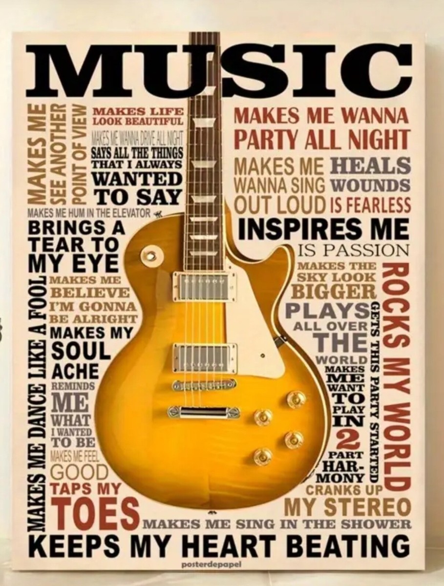 Guitar Music-Inspired Canvas Poster Unframed Wall Decor Arts 8 in