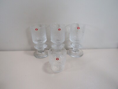 (4) Littala Senator Timo Sarpaneva Ice Pattern Finland Juice/Wine and Cordial