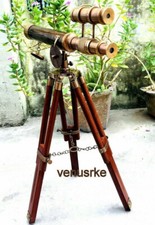 Nautical Brass Marine Antique Telescope With Handmade Wooden Tripod Stand Gift