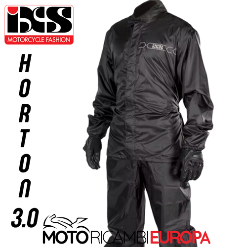TUTA ANTIPIOGGIA HORTON IXS NERA 2 PEZZI COMODA IMPERMEABILE STAMPE  RIFLETTENTI | eBay