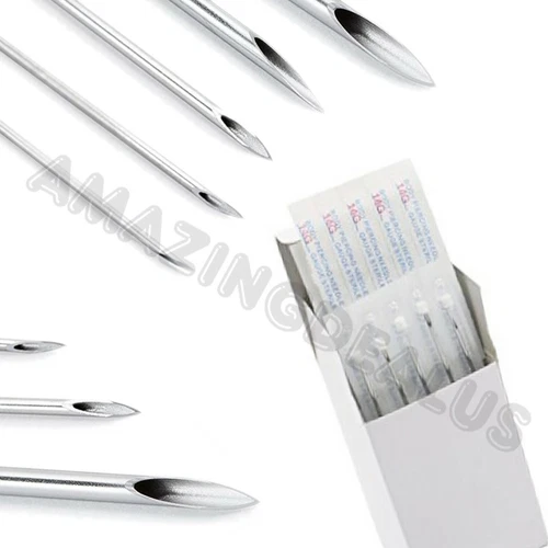 100 pcs Mixed Body Piercing Needle Sizes 12g, 14g, 16g, 18g & 20g - product listing photo