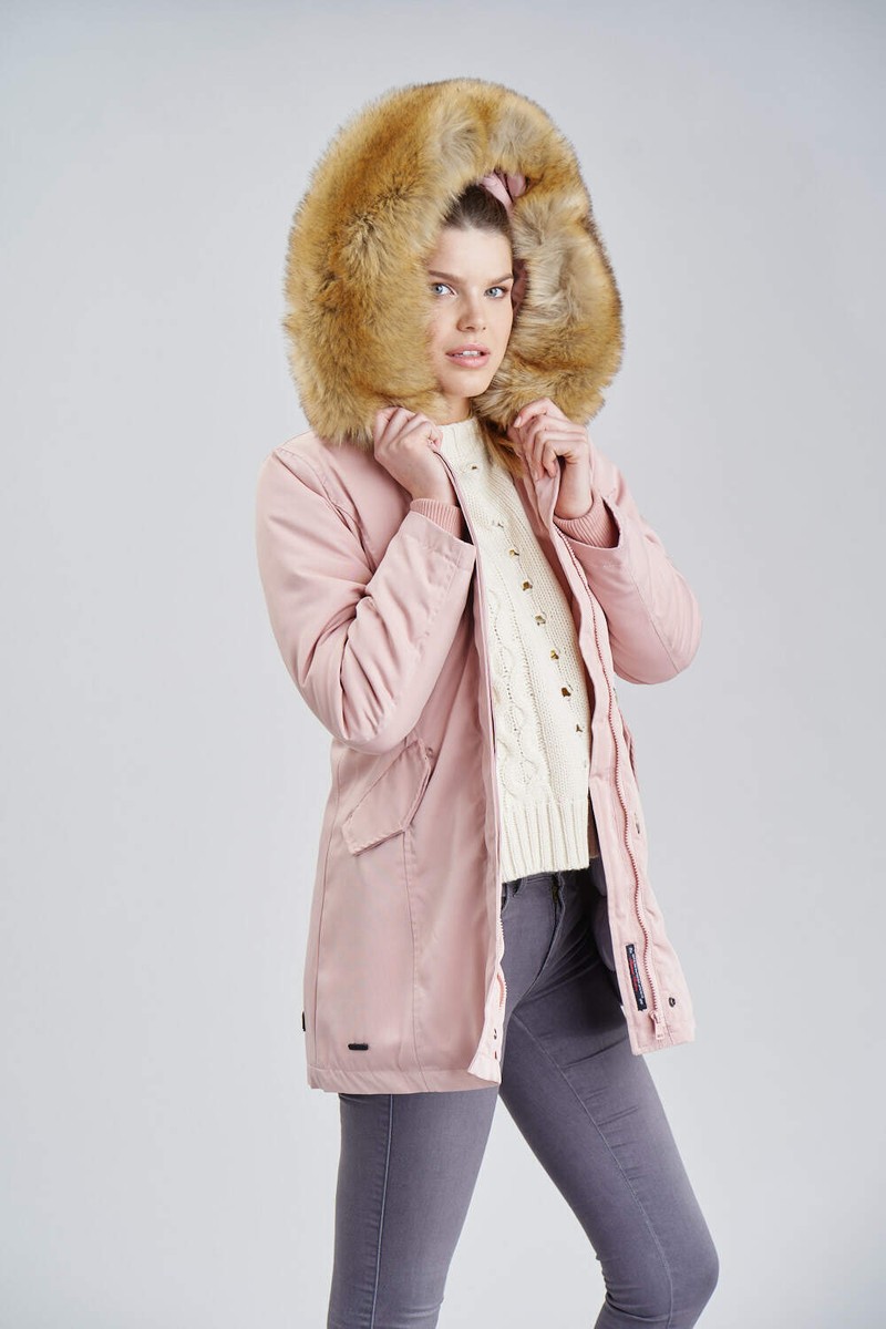 Designer Damenjacke Elara Damen Winterparka Jacke Echtfell Mantel