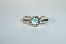 Pretty Little 3.5mm Round Emerald USA Made Rose Sterling Ring sz 6