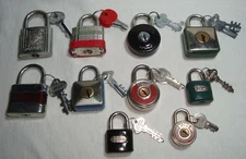 Lot of 10 vintage padlocks w/ keys USA Germany Hungary Czechoslovakia NEW NOS