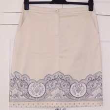 Laura Ashley Skirt Size UK 12 Women?s Pale Cream Zip Fly Casual Smart Pre Loved
