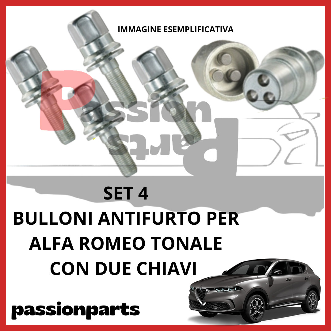 KIT 4 BULLONI ANTIFURTO CERCHI IN LEGA PER ALFA ROMEO TONALE CON 2 CHIAVI