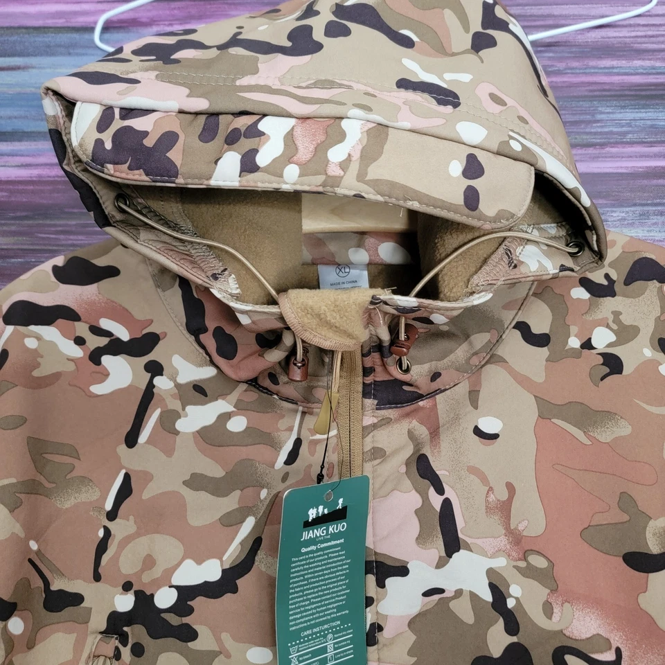 Jiang Kuo Camouflage Fleece Lined 2 Pc Set Sz XL Womens Pink Beige Black - Image 3 of 4