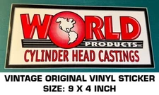 WORLD PRODUCTS CYLINDER HEAD CASTINGS - VINTAGE ORIGINAL VINYL DECAL STICKER