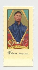 MORDECAI BROWN SCARCE HELMAR STAMP BASEBALL CARD WITH UNCUT TAB