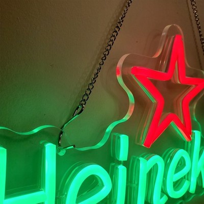 Heineken neon LED wall sign 15x8 inches 🍺 light up bar beer sign