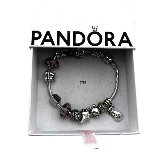 Pandora Sterling Silver Charm Bracelet 7.5” Boxed 54.8g 14Charms