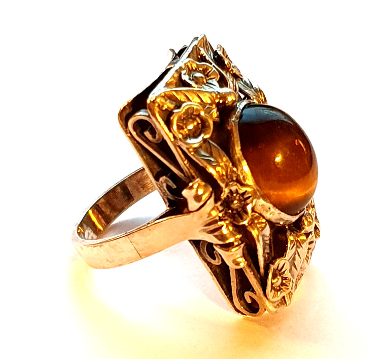 Ring solid silver with tiger's eye handmade RG 59… - image 2