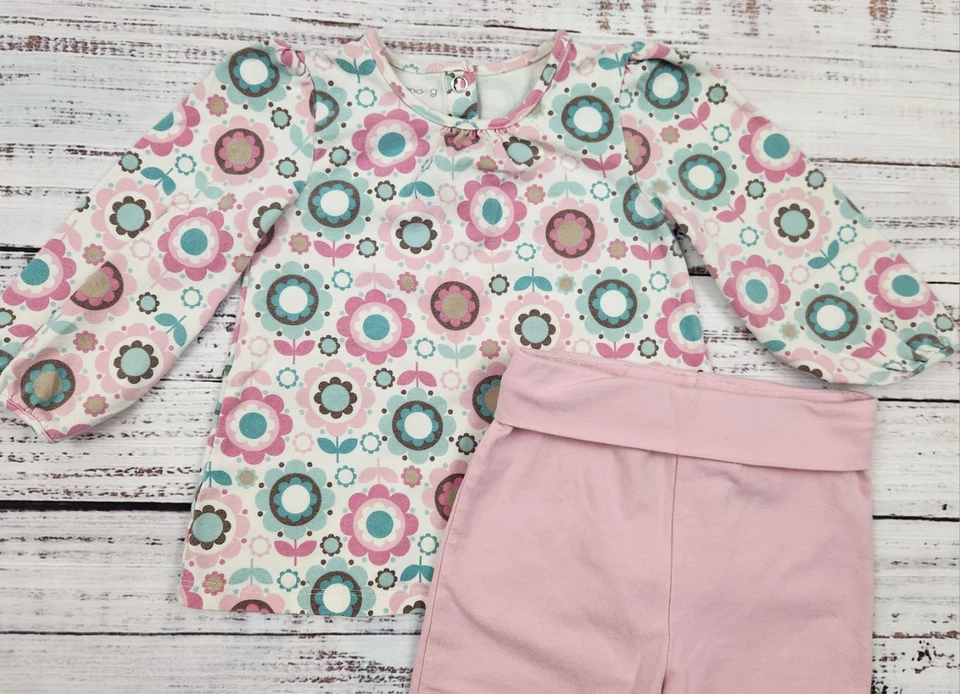 Y2K винтажный Greendog цветочный длинным рукавом Топ и розовый йога брюки комплект • размер 24 месяцев - Изображение 4 из 4