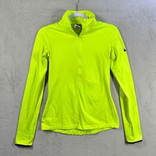 Nike Pro Dri-FIT Quarter Zip Top Womens Small Neon Yellow Running Activewear