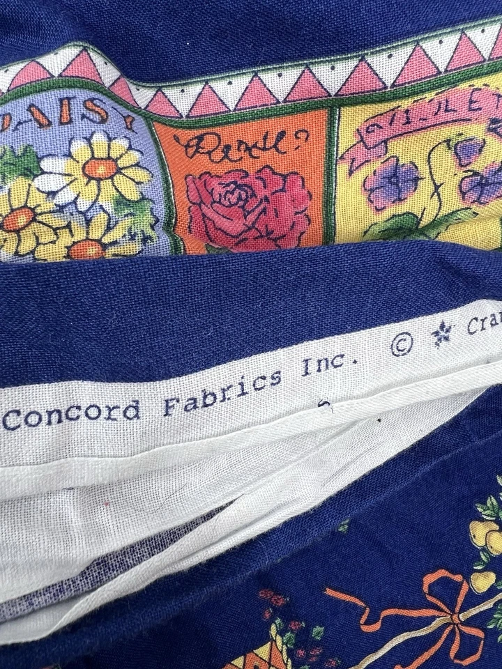 Tela de algodón 4 yardas 44" de ancho Concord JoAnn Kessler conejo azul puerta de jardín Foto 4 de 4