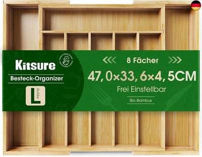 Cutlery Tray for Drawers - Drawer Organiser Kitchen with 8 Compartments, Sturdy