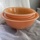Vintage Pyrex Autumn Rainbow Mixing Nesting Bowls 3  Clear Bottom 8”, 6.5”, 6.5