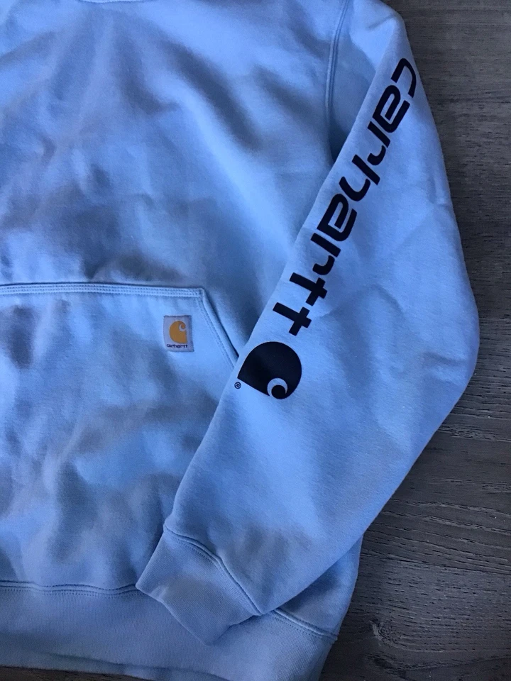 Sudadera con Capucha Carhartt Calce Suelto Peso Medio Logo Adulto Talla L Azul Polvo Foto 3 de 4