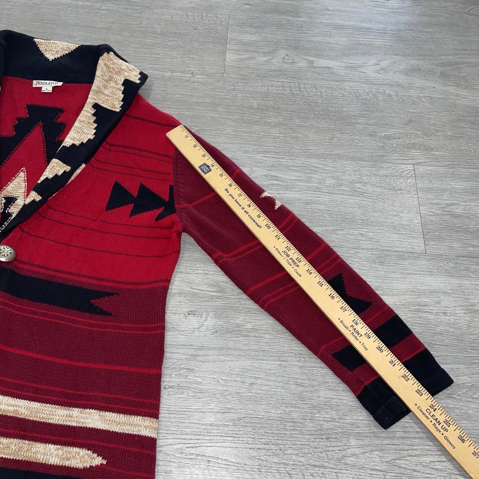Pendleton Cardigan Sweater Aztec Southwestern Red… - image 8