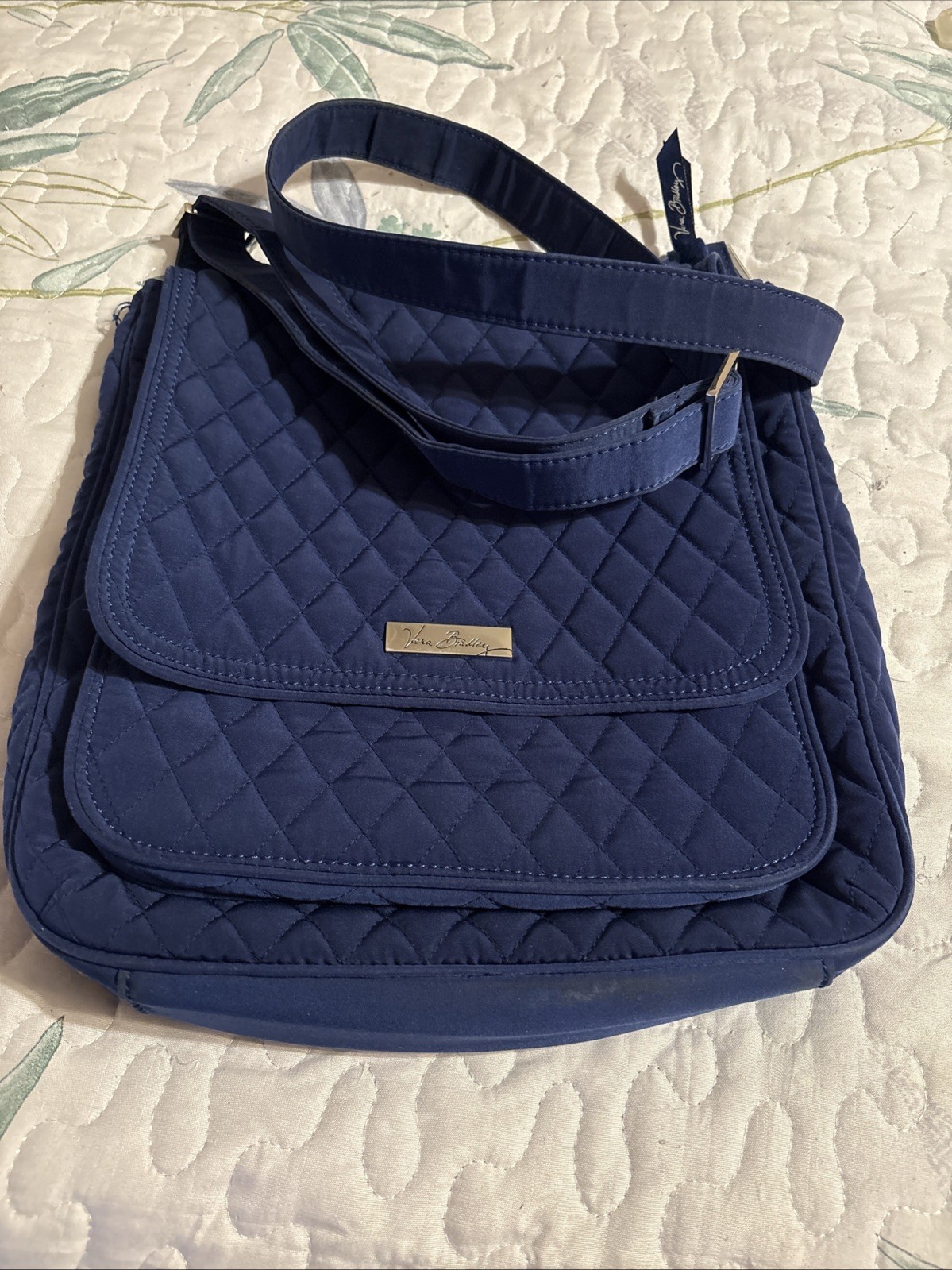 Vera Bradley Solid Navy Microfiber Messenger Cros… - image 1