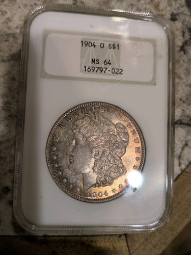 1904-o  $1 MORGAN SILVER DOLLAR NGC MS64–OLD NGC "FATTY" HOLDER Nice Color 666