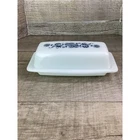 Pyrex Old Town Blue Butter Dish with Lid Vintage Milk Glass Floral Pattern