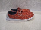 Women's, Hey Dude, Red Fabric, Comfort, Casual Shoes, Size, 9