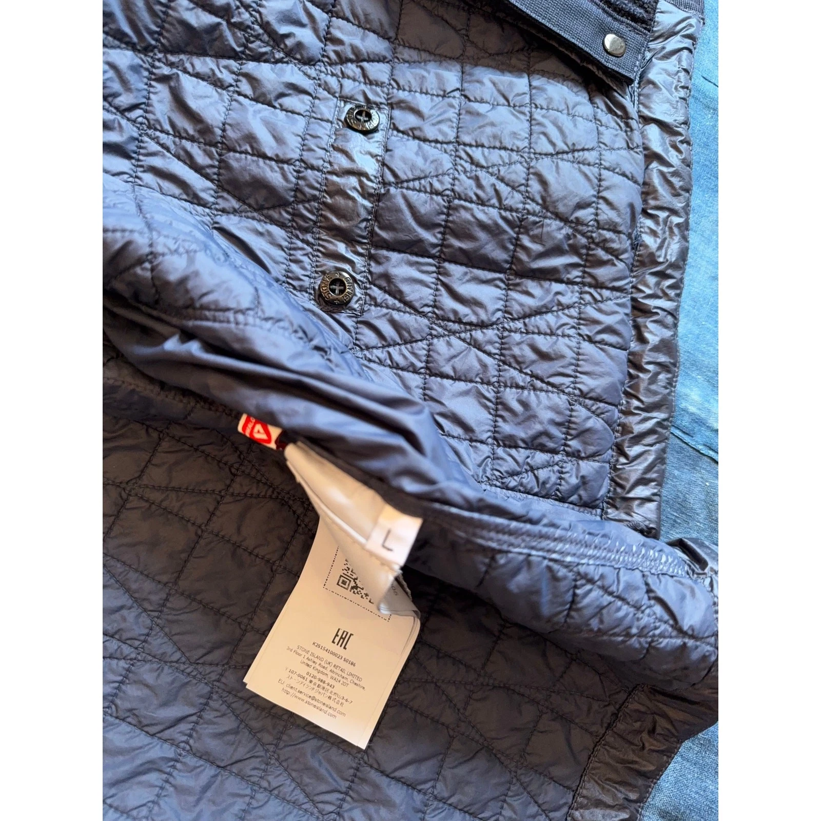 $1,550 Stone Island 4100023 Crinkle Reps NY Quilted-TC Jacket - Navy - L - product detail image 4