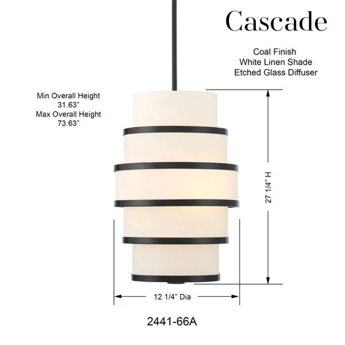 Minka Lavery 2441 Cascade 3 Light 12"W Pendant - Coal - Picture 8 of 9