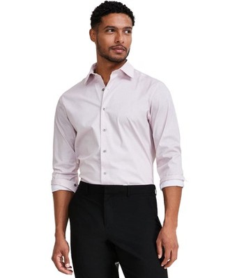 Alfani Mens Alfatech Repreve Button Down Dress Shirt, pink, 14-14.5 Neck