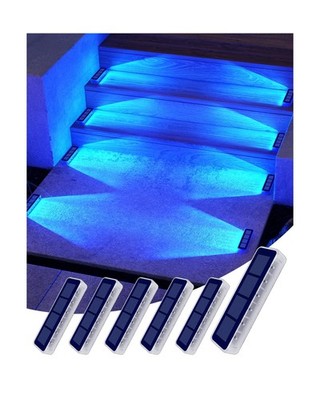 Blue Solar Lights for Outside,6 Pack Solar Deck Lights Outdoor Wate... Fast Ship