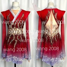 Ice Figure Skating Dress Rhythmic Gymnastics Twirling Competition red dyeing