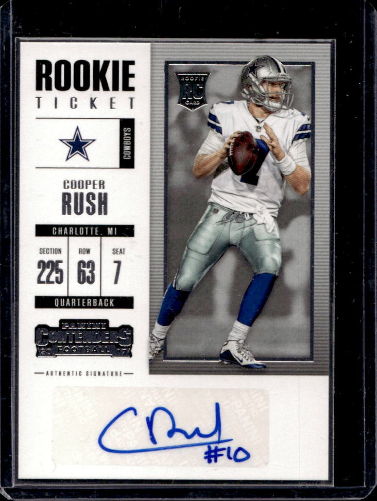2017 Panini Contenders Cooper Rush RC Ticket Auto #218 Cowboys Rookie