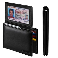 Genuine Leather Wallet for Men 12 Cards Mens Wallet Bifold Rfid Blocking with...