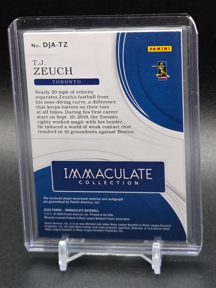2020 Panini Immaculate Rookie Patch Autographs T.J. Zeuch #149 Gold /71 - Image 2 of 2