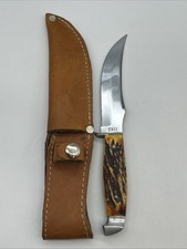 MTB-Vintage CASE Stag Handle Fixed Blade Hunting Knife 9 w/ Leather Sheath