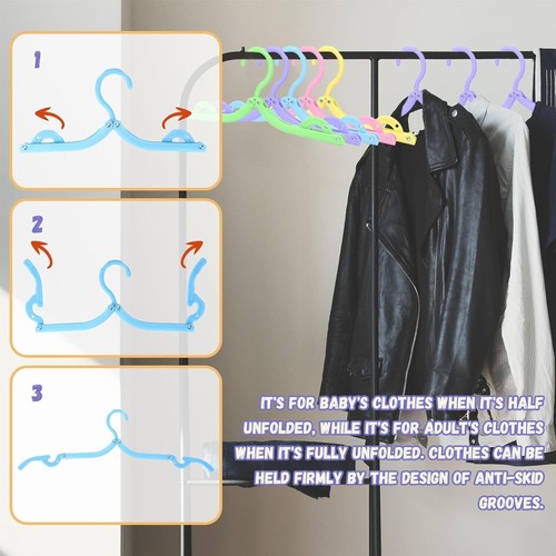 Travel Portable Foldable Clothes Coat Plastic Hangers Folding Slotted Tool UK - Picture 4 of 27