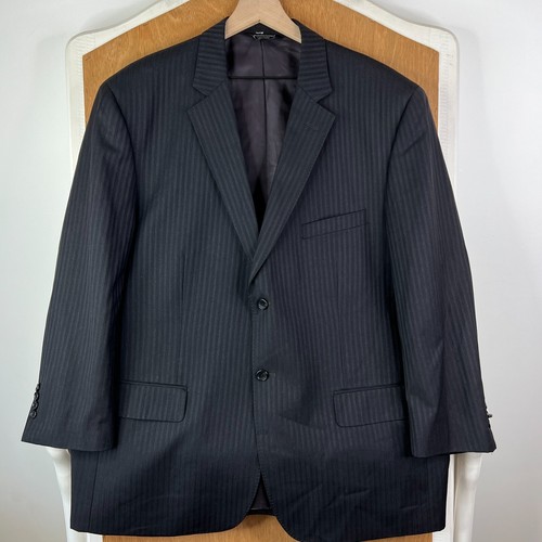 Pronto Uomo Suit Mens 48R Gray Striped 2 Button 100% Wool Moores Couture 42x29 - Picture 2 of 23
