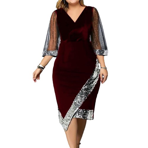 Floral Mesh Velvet Dress for Plus Size Women Perfect for Evening Events