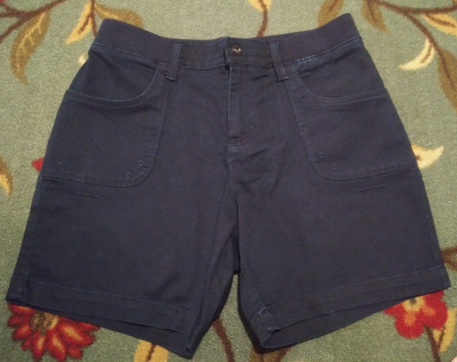 Womens Lee Shorts Relaxed Fit 6 Medium Navy Blue Stretch Waist Comfort
