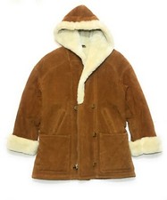 New Women’s Genuine Brown Suede Leather Hooded Coat Size Xs Gallery Brand Label