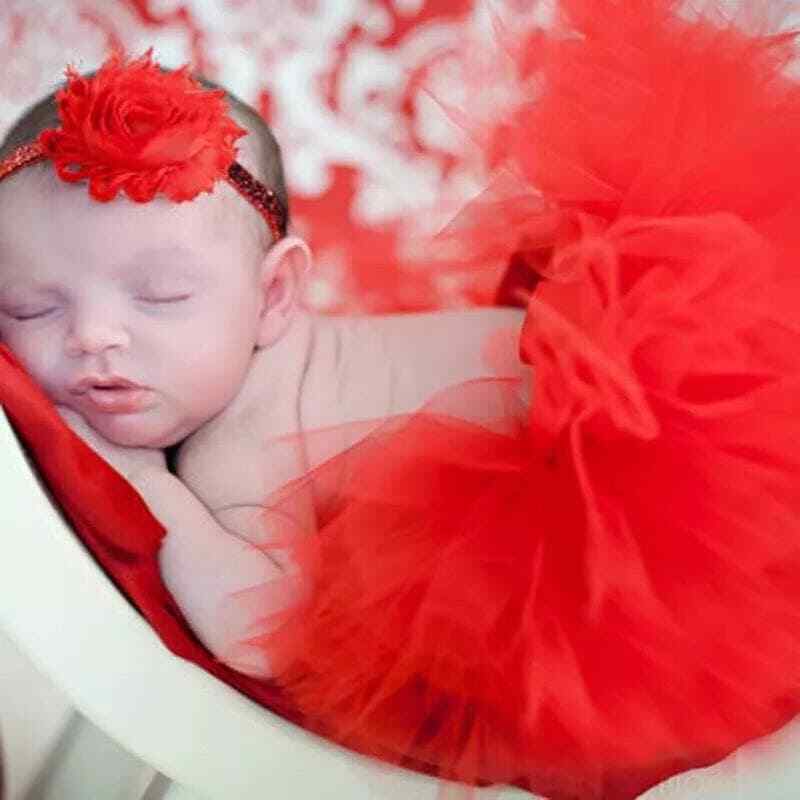 Newborn Outfit Baby Girl Set of Tutu Skirt Flower Head Band Photo Prop  NEW