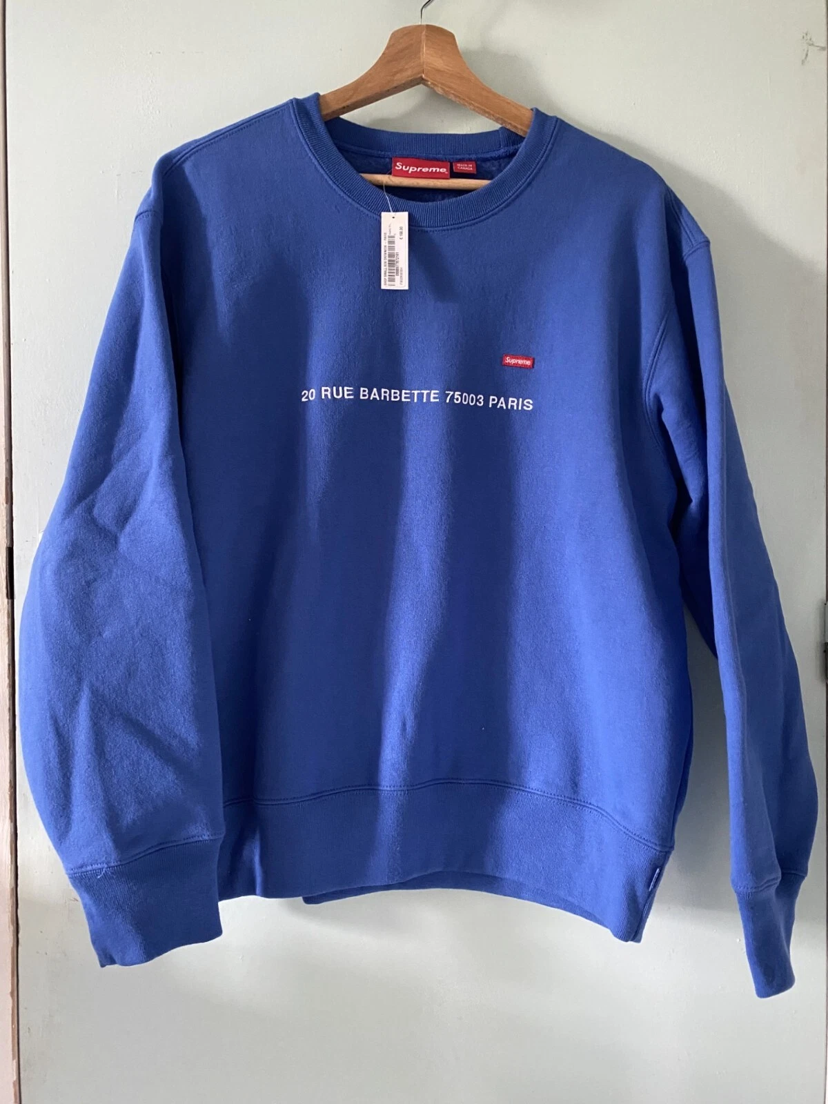 SWEAT SUPREME SHOP SMALL BOX CREWNECK PARIS (BLUE) NEUF