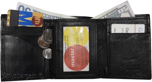 Hombre Cartera Cuero Triple Cartera 8 Tarjetas 2 Identificación Estuche para Monedas 2 Ranuras para Billetes Cartera - Imagen 5 de 12