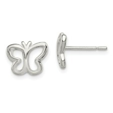 .925 Sterling Silver Butterfly Post Animal Earrings 9mm x 10mm Childrens Jewelry