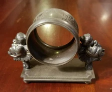 ANTIQUE VICTORIAN AURORA TRIPLE SILVER PLATE FIGURAL NAPKIN RING HOLDER